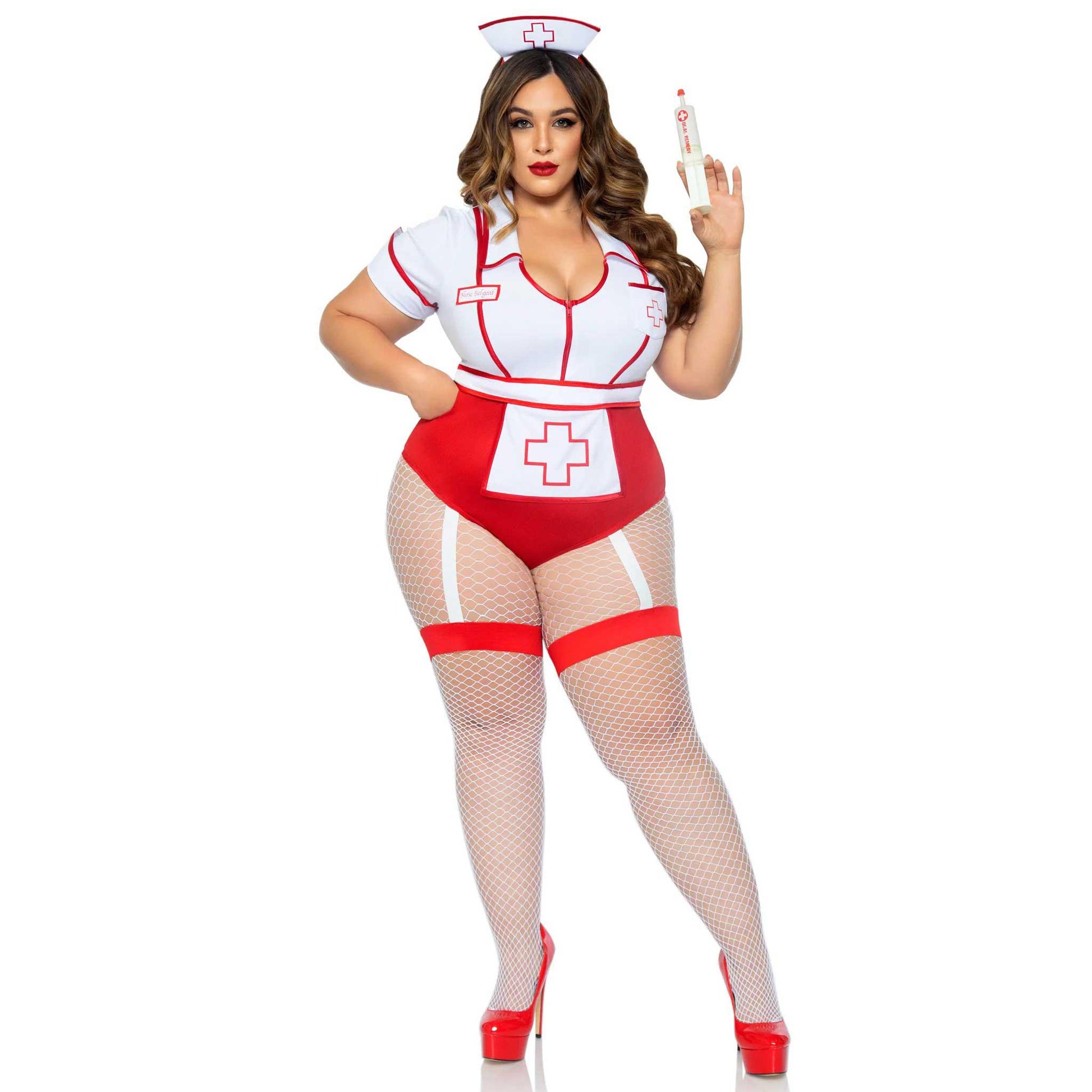 \"Plus Nurse Feelgood Sexy Costume - 1x/2x - White / Red LA-87086XWH1X2\"