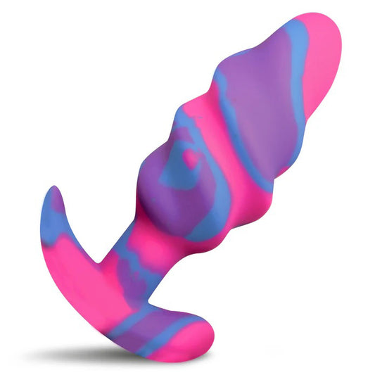 Unicorn Swirl Silicone Butt Plug - Medium CC-AH706-MED