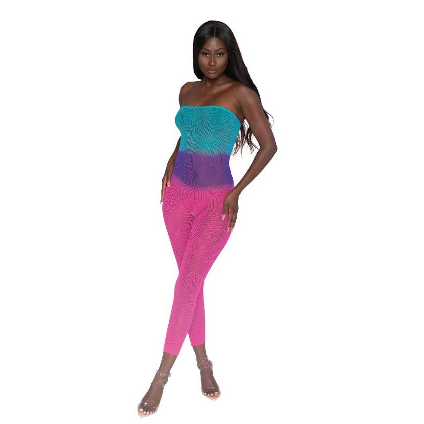 Seamless Mesh Bodystocking - Os - Neon Rainbow DG-0406RBOS