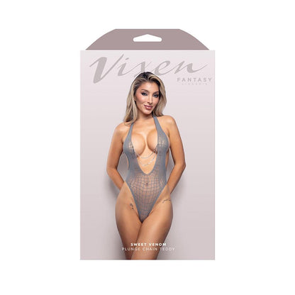 Sweet Venom Plunge Chain Teddy - Os - Gray