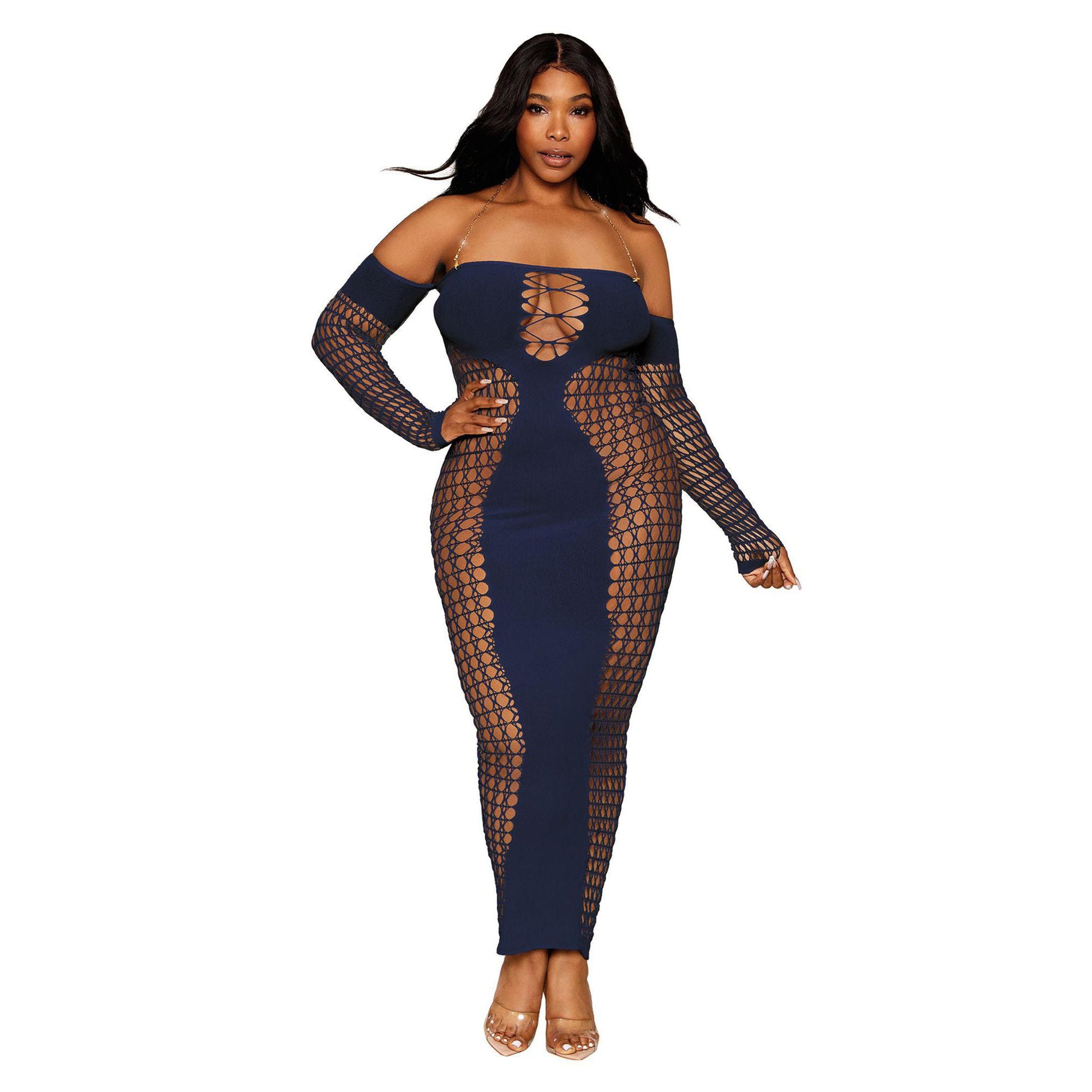 \"Bodystocking Gown - Queen Size - Denim DG-0486XDENQ\"