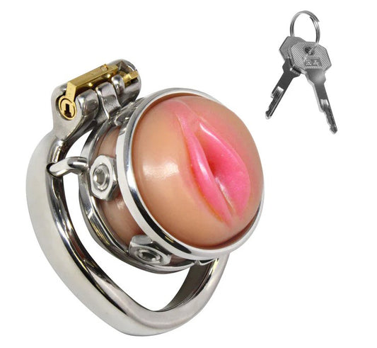 Pussy Boy Metal Chastity Cage - Silver MS-AH568