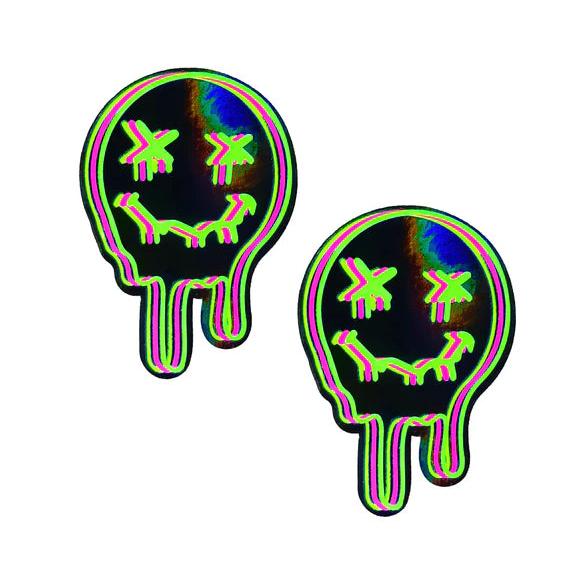Super Uv Trippy Face Neon Nipple Cover Pasties