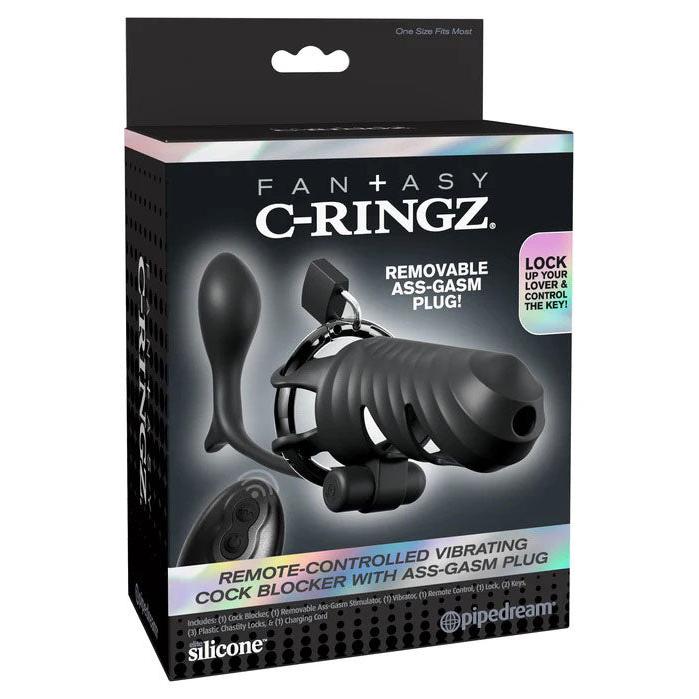 Fantasy C-Ringz Remote-Controlled Vibrating Cock Blocker With Ass-Gasm Plug - Black