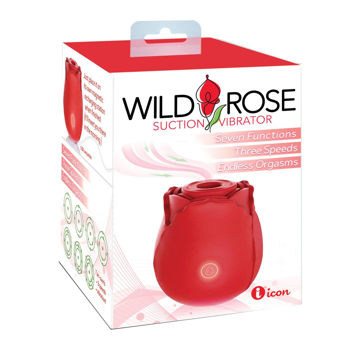 \"Wild Rose Suction Vibrator - Red IC1700\"