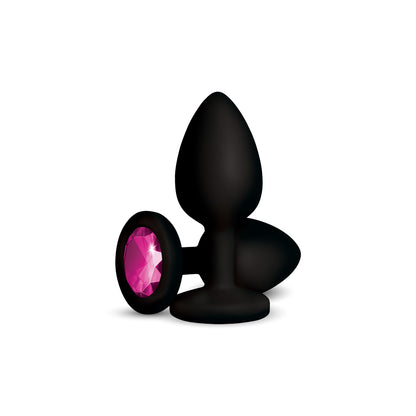 Gemma Pink Gem Black Silicone Plug - Small