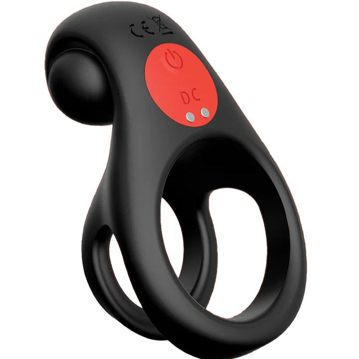 Red Dot Vibrating Cock Ring V2 With Remote - Black/red IC5077