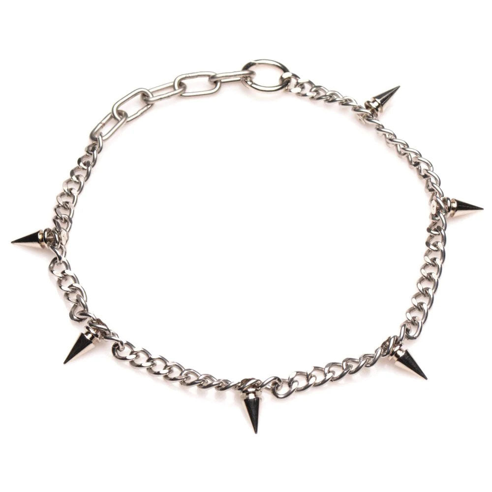 \"Punk Spiked Necklace Silver MS-AG972\"