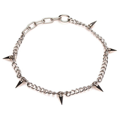 \"Punk Spiked Necklace Silver MS-AG972\"
