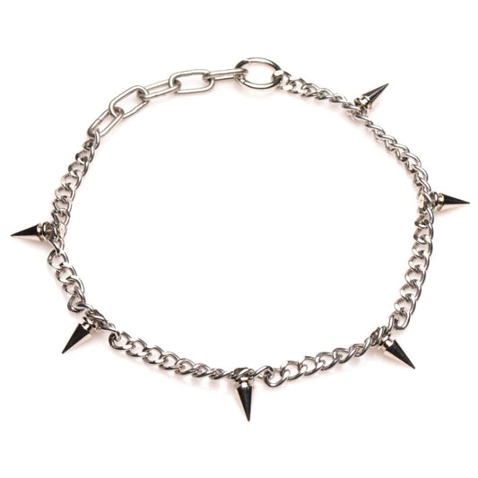 \"Punk Spiked Necklace Silver MS-AG972\"