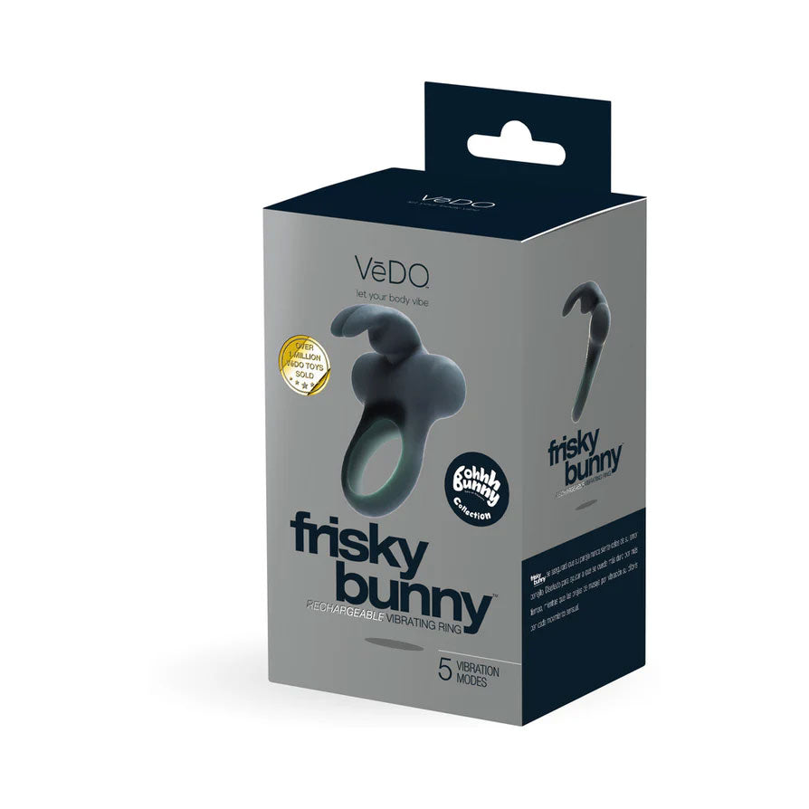 Frisky Bunny Vibrating Ring Black Pearl