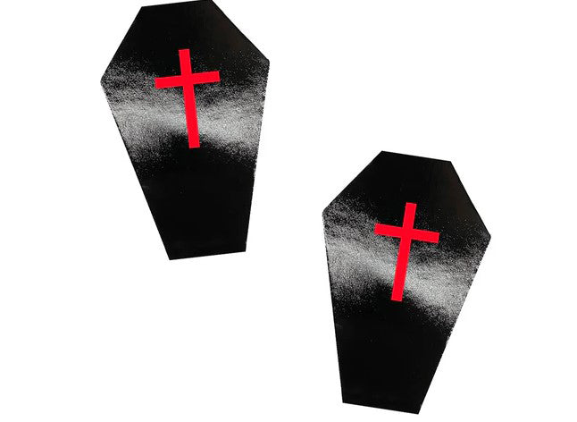 Dom Squad Wet Vinyl Black Coffin Nipple Cover Pasties NN-RCR-COF