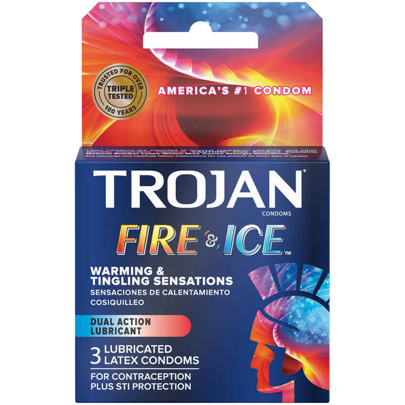 Trojan Fire and Ice Dual Action Lubricated Condoms - 3 Pack