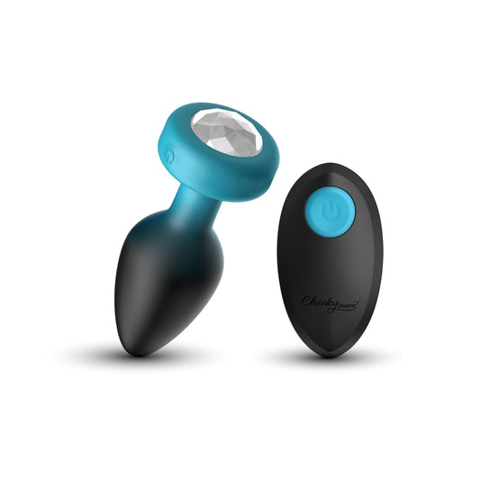Eluxe Vibrating Clr Gem Bluombre Plug Md With Remote VB-CC9157
