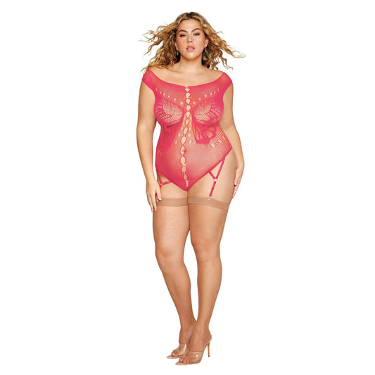 \"Garter Teddy - Queen Size - Watermelon DG-13413XWATQ\"