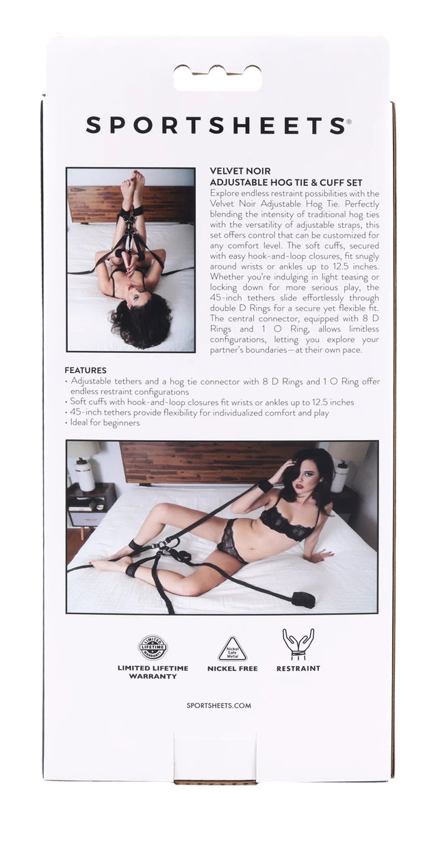Velvet Noir Adjustable Hog Tie and Cuff Set Your Adult Toy Store Velvet Noir Adjustable Hog Tie and Cuff Set Your Adult Toy Store