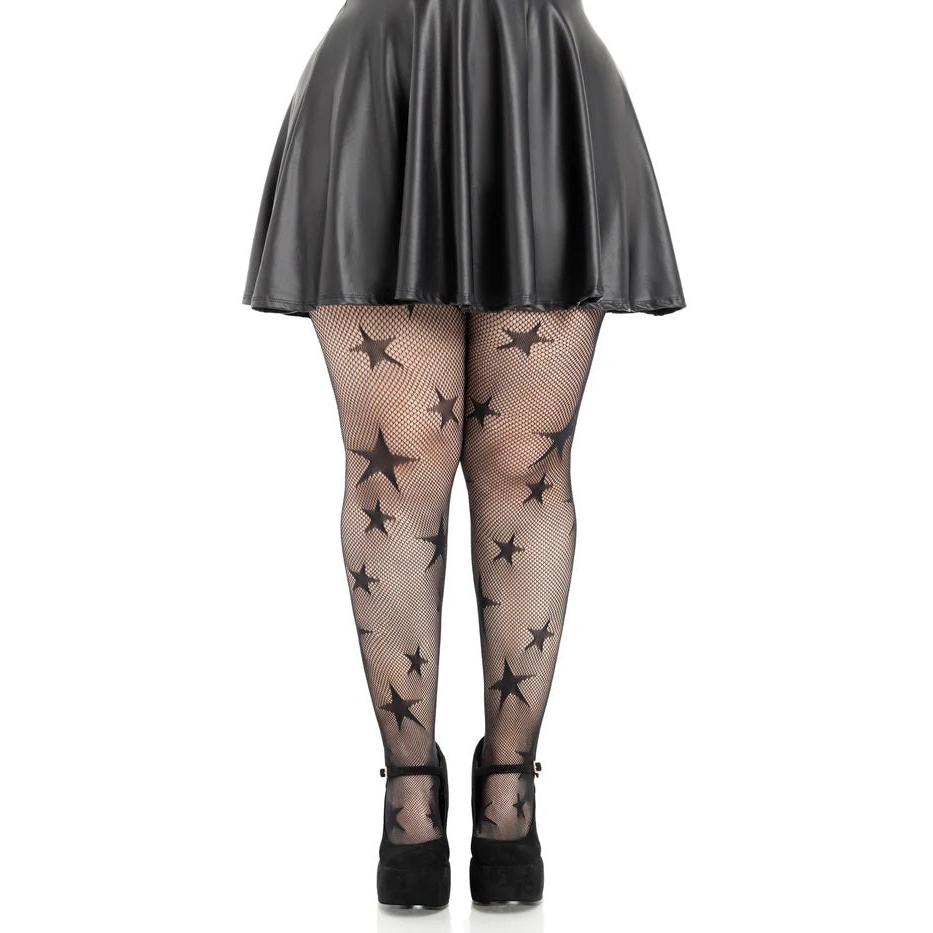 Star Net Tights - 1x 2x - Black LA-9916XBLK1X2