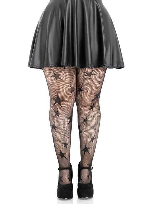 Star Net Tights - 1x 2x - Black LA-9916XBLK1X2