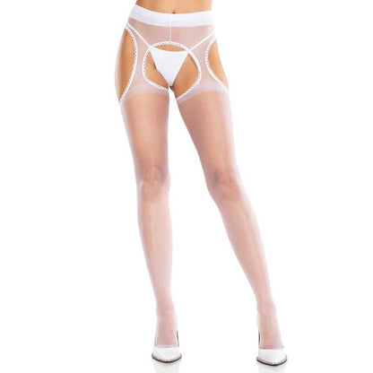 Shira Sheer Scalloped Suspender Hose O/s - White LA-1904WHTOS