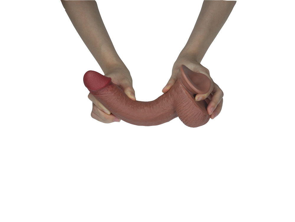 Real Skin 8" Dual Layer Dildo - Light Brown