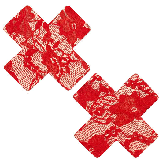 Red Lace X Nipple Cover Pasties NN-RED-LAC-XF
