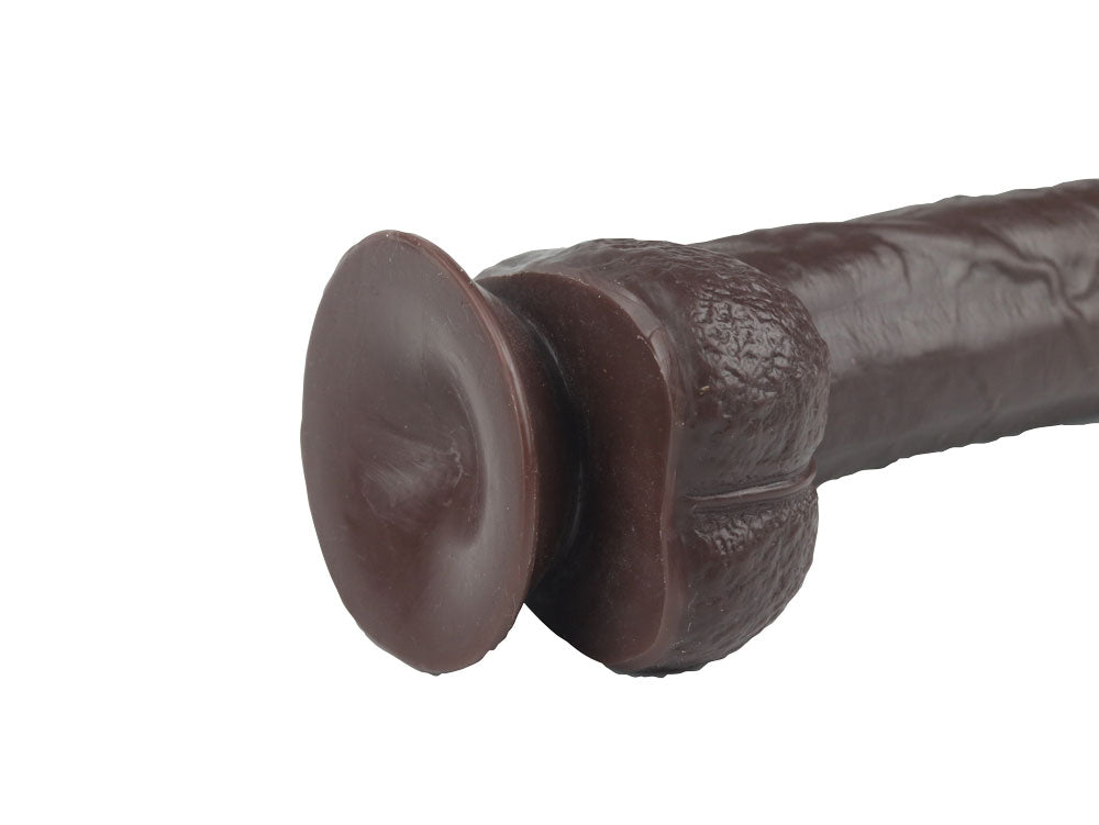 Real Skin 9" Dual Layer Dildo - Dark Brown