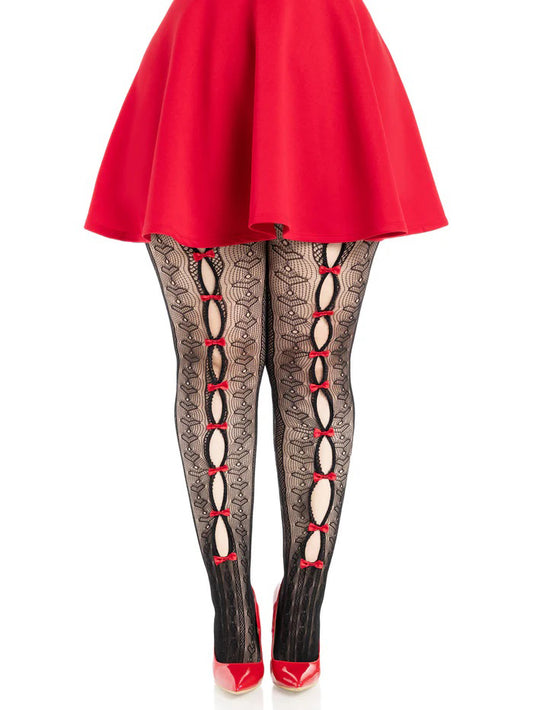 Plus Sweetheart Striped Tights - Os - Black/red LA-9733XBRD1X2