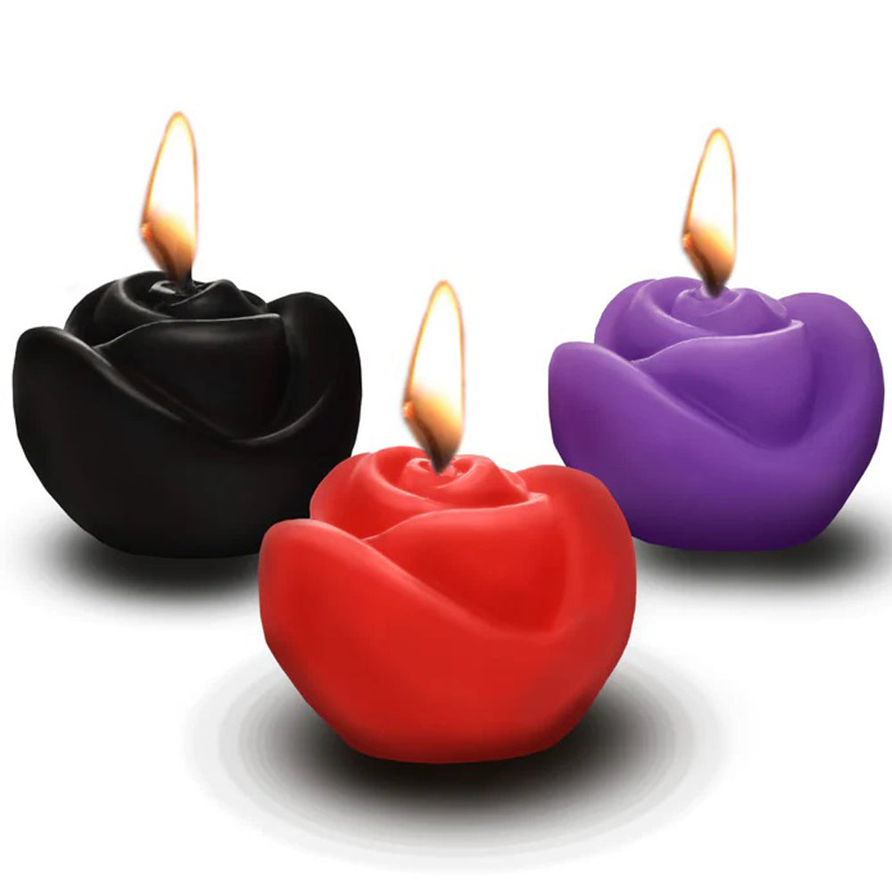 Fire Garden 3pc Rose Candle Set - Black