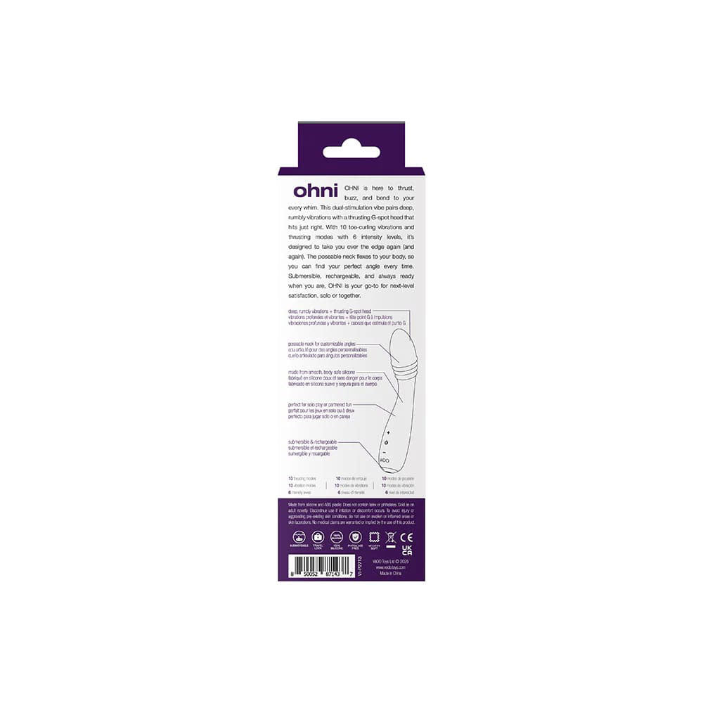 Ohni Rechargeable G-Spot Thrusting Vibe - Purple