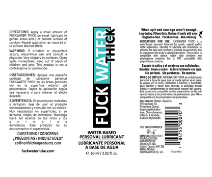 Fuck Water Thick 2oz Clear Water Based Lubricant
