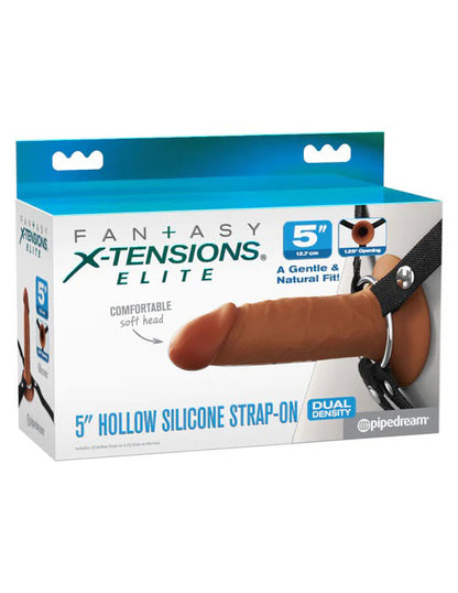 Fantasy X-Tensions Elite 5" Silicone Hollow Strap-on Dual Density - Brown