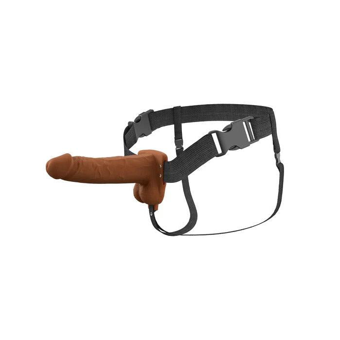 Fantasy X-Tensions Elite 7 Vibrating Hollow Silicone Strap-on - Brown PD4171-29