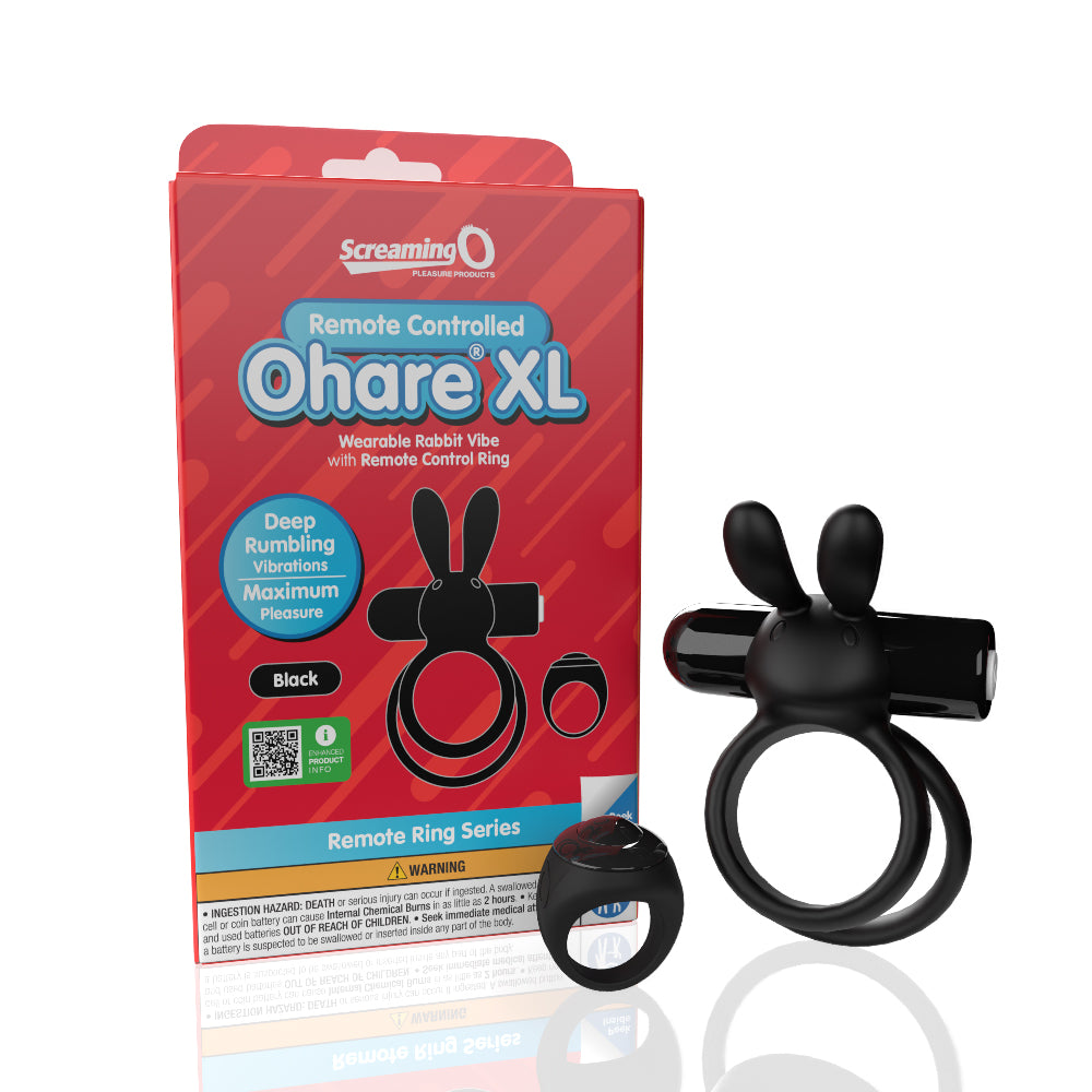 Screaming O Remote Controlled Ohare XL Vibrating Ring - Black