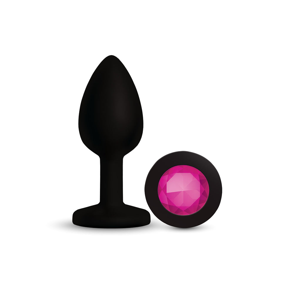 Gemma Pink Gem Black Silicone Plug - Small