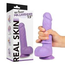 Real Skin Mr. Lavender 7.5"" Dual Layer Dildo