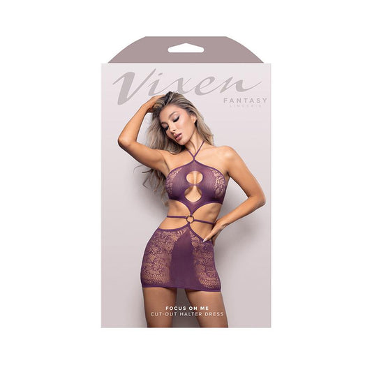 Focus on Me Cut-Out Halter Dress - Os - Purple Wisteria