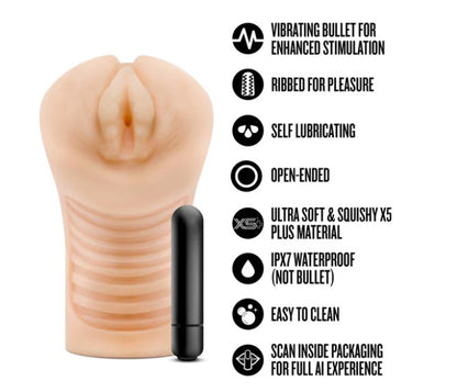 Enlust Georgia Male Masturbator With Bullet Vibrator - Beige