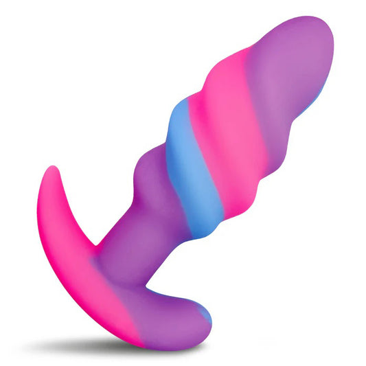 Unicorn Swirl Silicone Butt Plug - Small CC-AH706-SMALL