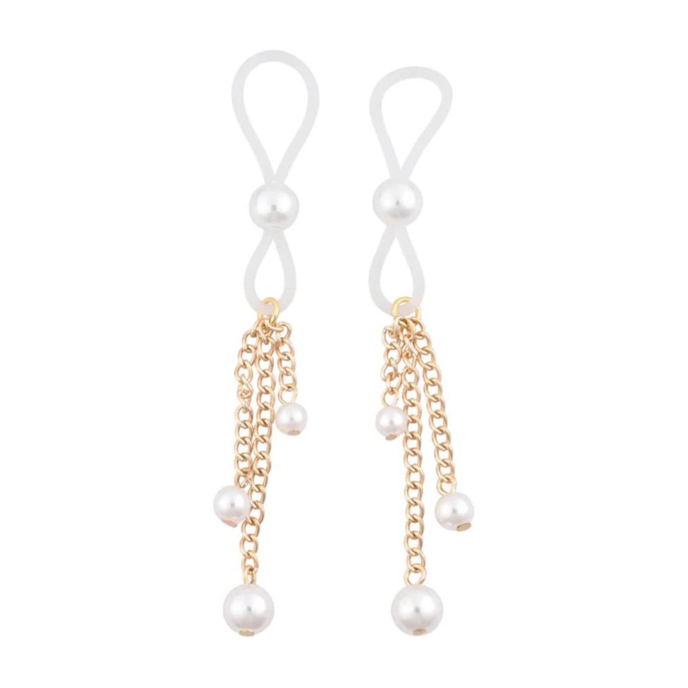\"Pearl Nipple Ties - Gold/white SS09858\"