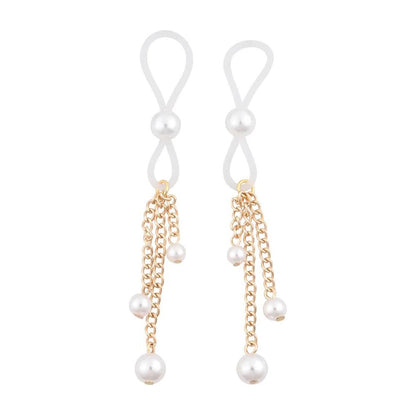 \"Pearl Nipple Ties - Gold/white SS09858\"