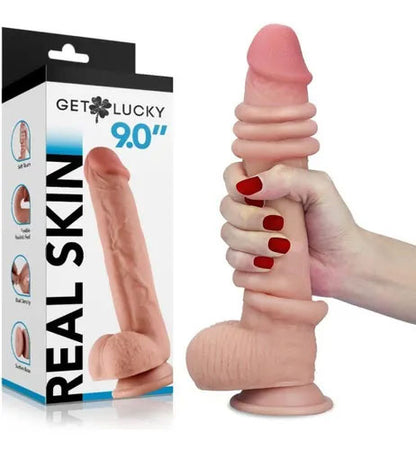Real Skin 9" Dual Layer Dildo - Beige