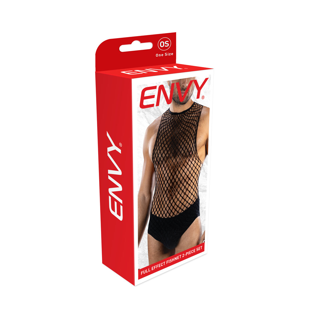 Envy Full Effect Fishnet 2 Piece Set Os - Black