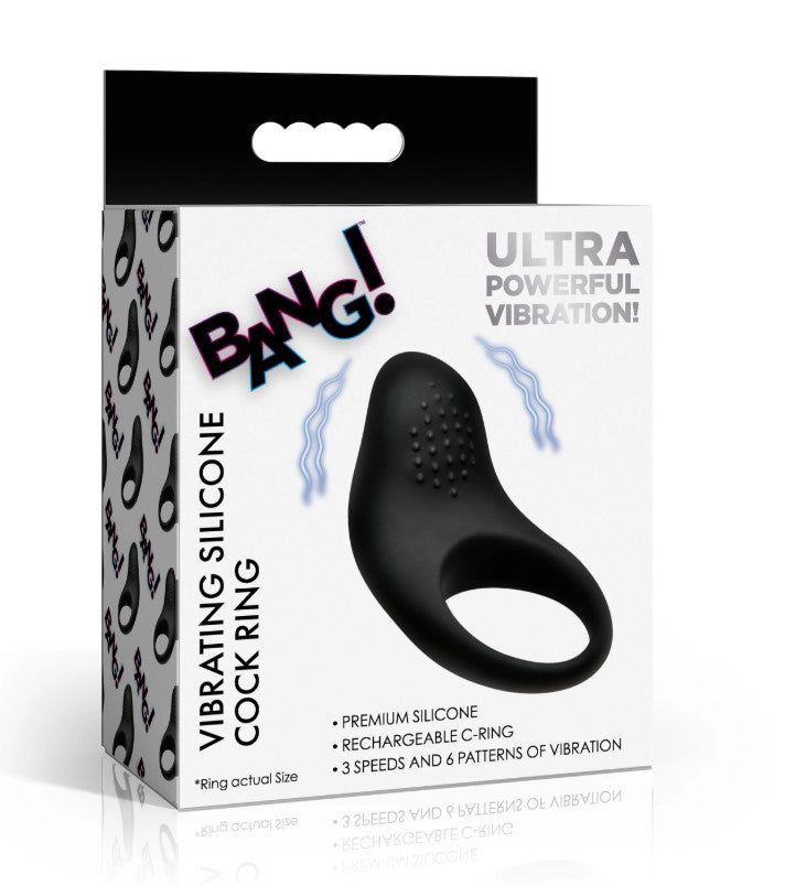 Vibrating Silicone Cock Ring - Black