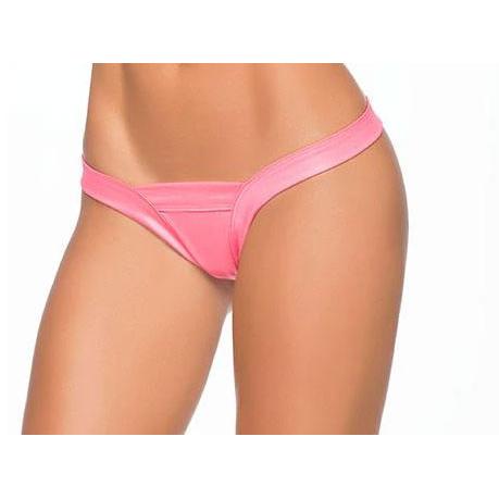 Wet Low Back v Strap Shiny Thong - Medium/large - Wet Pink GE-1075WPNKML