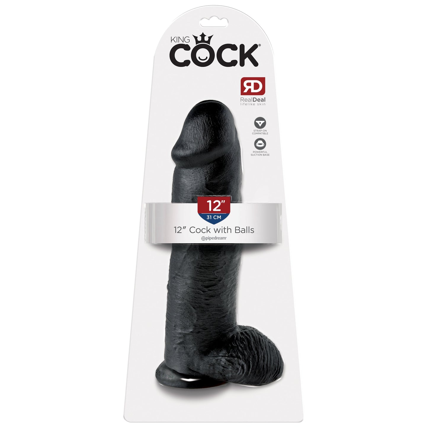 King Cock 12 Inch Cock With Balls - Black