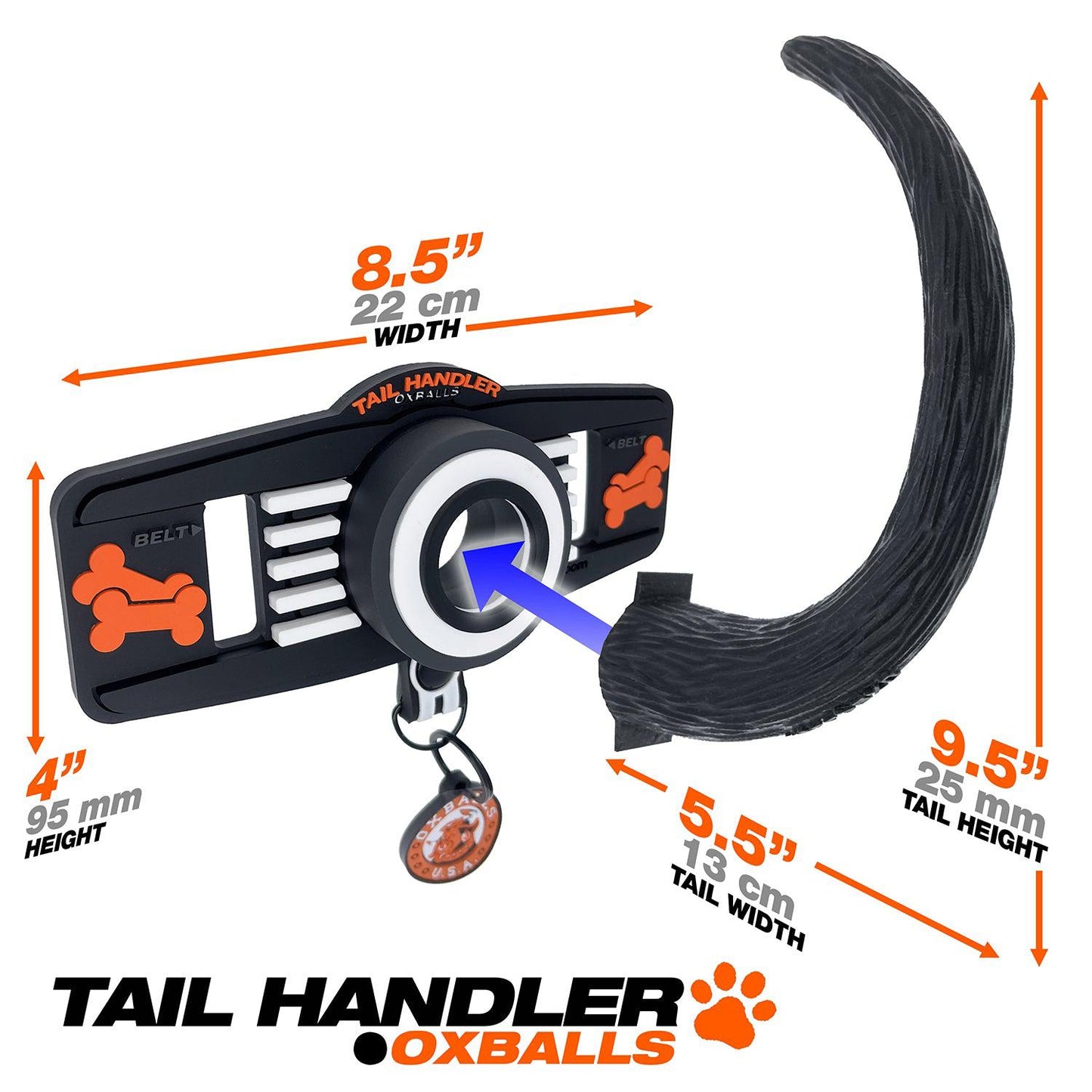 Tail Handler - Belt Strap Show Tail -  Black