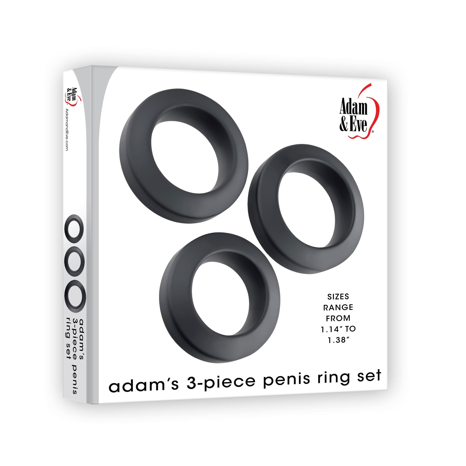Adam's 3-Piece Penis Ring Set - Black