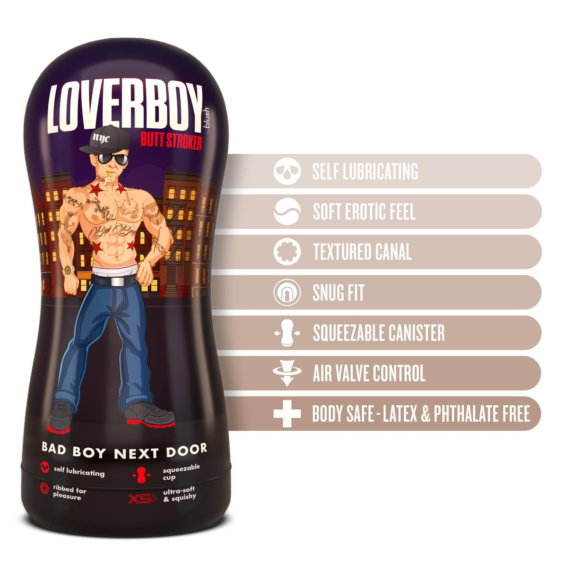 Loverboy - Bad Boy Next Door - Self Lubricating  Stroker - Beige