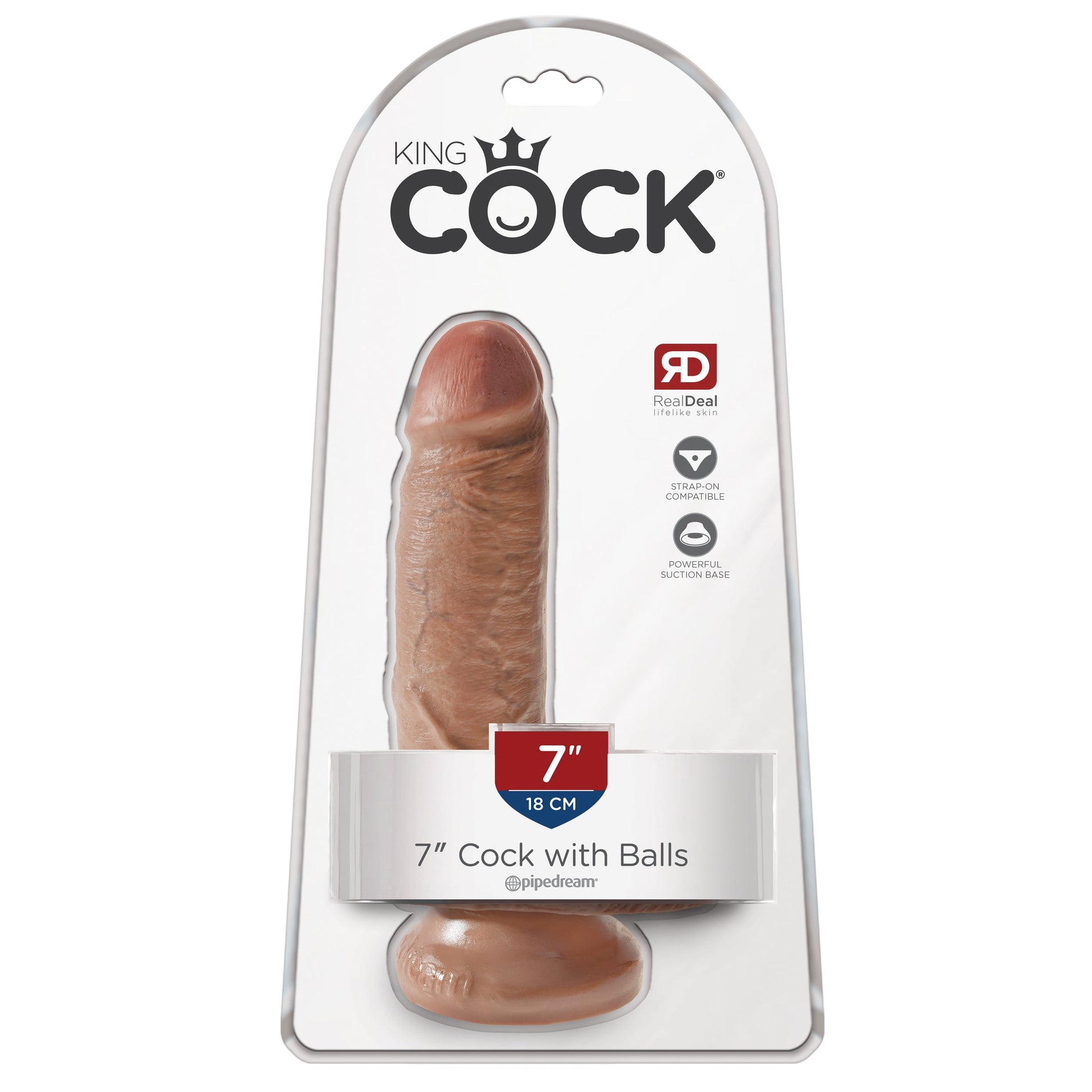 King Cock  7 Inch Cock With Balls - Tan