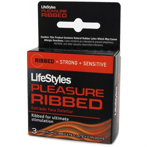 Lifestyles Pleasure Ribbed Condoms - 3 Pack